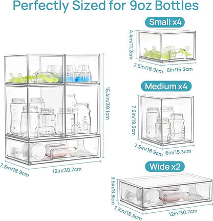 Vtopmart 10 Pack Baby Bottle Organizer Set, Stackable Storage Drawers Ideal for Kichen Countertop, Vanity, Bathroom, Cabinet, Pantry Organization - Image 2