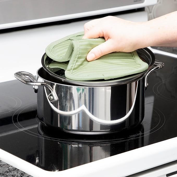 All-Clad Premium Pot Holder & Hot Pad: Heat Resistant to 500 Degrees - 100% Cotton, 10"x6.25" Hot Pad for Kitchen and Barbeque, 4-Pack, Fennel - Image 4