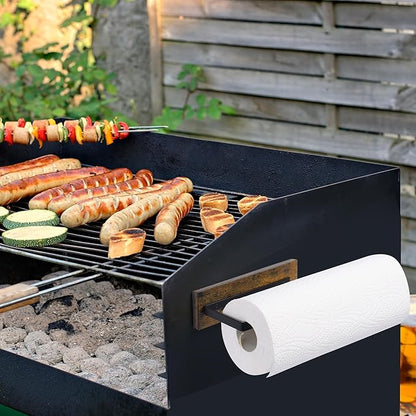 Magnetic Paper Towel Holder,Wood Farmhouse Heavy Duty Strong Magnet Backing for Toolbox,Grill,Microwave,Fridge,Garage - Fit for Large Size of Paper Towel Roll