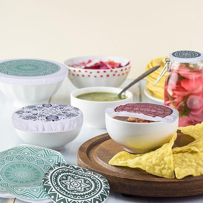 Patelai 10 Pcs Bowl Covers Reusable in 5 Size Stretch Cloth Fabric Elastic Food Storage Bowl Covers Bread Sourdough Lids for Proofing Food Fruits Leftover(Red, Green, Blue,Rustic Style) - Image 5