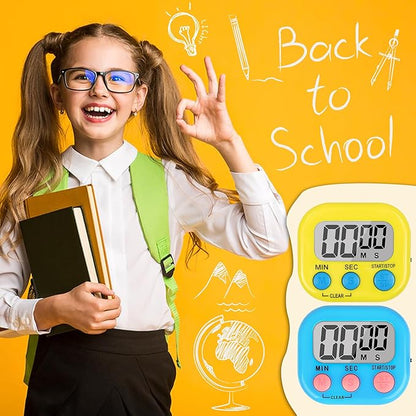 ZILLEEN Classroom Timer for Kids Teachers 2 Pack Digital Timers, Blue & Yellow - Image 6
