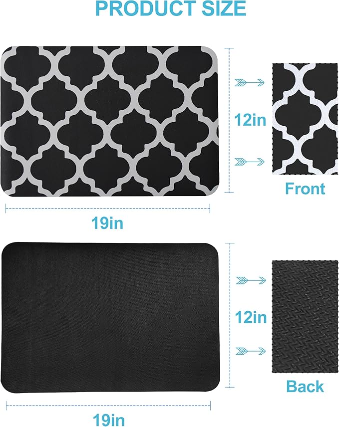 Dish Drying Mat for Kitchen Counter, 12"x19" Dish Drying Pad with Non-slip Rubber Backed, Hide Stain Anti Absorbent for Kitchen Counter, Drying Mat for Coffee Machine Dish Rack (Black Trellis) - Image 7