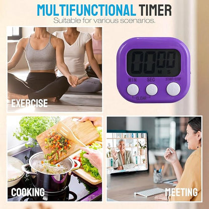 Weewooday 6 Pcs Digital Kitchen Timer Magnetic Timer Bulk On/Off Switch Minute Second Count up Countdown Loud Alarm for Exercise Cook Baking (Novel Color) - Image 6