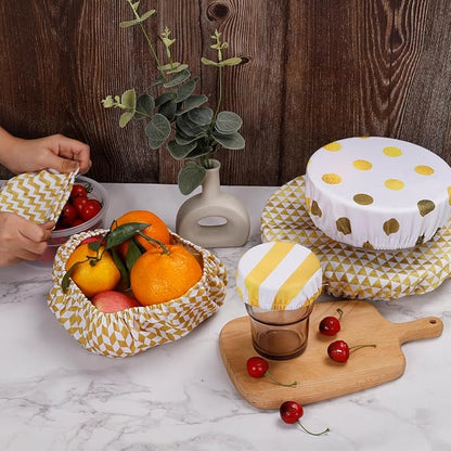 10Pcs Reusable Bowl Covers In 5 Size, Stretch Cloth Fabric Dish Cover Kitchen Storage Containers Lids for Fruits Food Leftover Dough Bread Proofing (Classic Style)