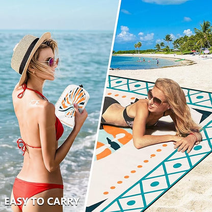 HIHOHO Beach Blanket Waterproof Sandproof Extra Large Beach Mat 79" X 83"/120"x108"for 1-8 Adults Quick Drying Durable Outdoor Picnic Mat for Beach Travel Camping Hiking