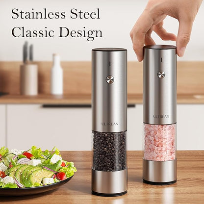 Ultrean Salt and Pepper Grinder Set, Rechargeable Salt and Pepper Shakers, 6 Adjustable Coarseness, LED Light, Kitchen Gadget Cooking Gifts Valentines Day Gifts for Him Her Mom Dad, Stainless Steel - Image 7
