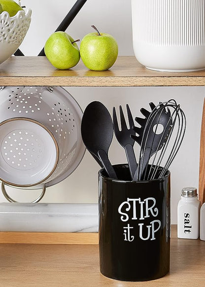 DII Kitchen Accessories Retro Collection, Ceramics, Utensil Holder, Black - Image 4