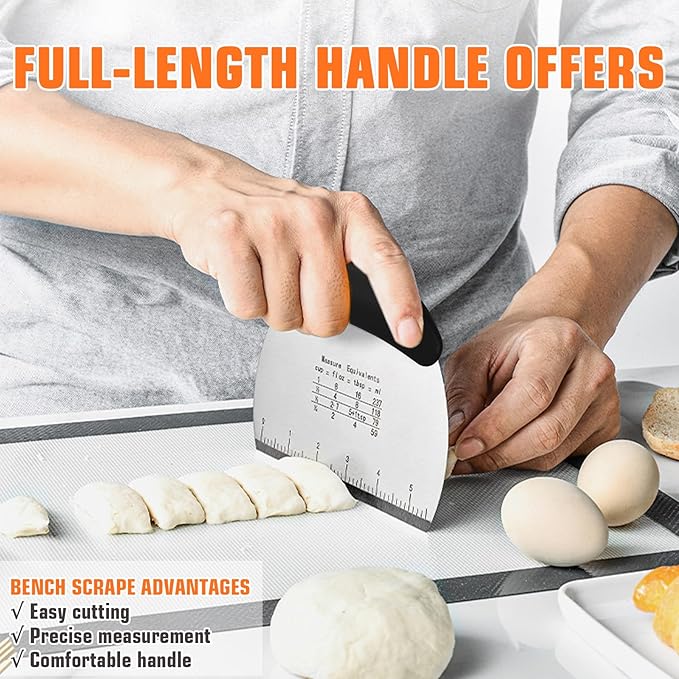 Biscuit Cutter Set,10PCS Stainless Steel Pastry Blender Set with Pastry Cutter,5PCS Biscuit Cutter,Dough Cutter,3 Cup Flour Sifter,Baking Mat and Fine Mesh Strainer for Cooking Cookies and Donuts - Image 3