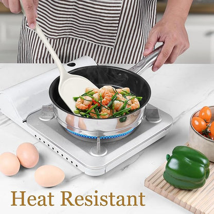 LIANYU 8Pcs Kitchen Cooking Utensils Set, Silicone Utensil Sets, Heat Resistant Kitchen Gadgets Essentials for Nonstick Cookware with Spatula, Spoon, Tuner, Ladle, Dishwasher Safe, White - Image 8