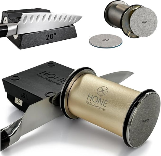    Engineered in Canada, Kitchen Rolling Knife Sharpener with Ball Bearings, Detachable Dual-Sided Diamond Plates, Small Knives Slot, 20° & 15° Precision Sharpening by HONEKnifeSharpener