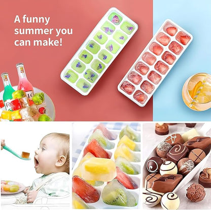 Ice Cube Trays 4 Pack, Airabc Silicone Ice Cube Trays with Removable Lid, Easy-Release Flexible 14-cube Ice Trays, LFGB Certified and BPA Free, Stackable Ice Trays with Covers for Cocktail, Freezer - Image 2