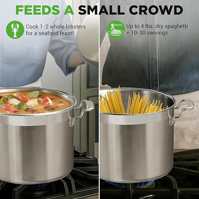 NutriChef Stainless Steel Cookware Stockpot - 14 Quart, Heavy Duty Induction Pot, Soup Pot with Stainless Steel Lid, Gas, Induction, Ceramic, Glass and Halogen Cooktops Compatible - NCSPT14Q - Image 4