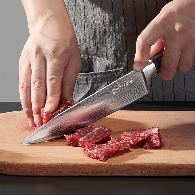 15-Piece Knife Set with Block for Kitchen, with Built-In Sharpener, Stainless Steel Ultra Sharp Blades, Ergonomic Pakkawood Handle, Essentials Chef Knives Set