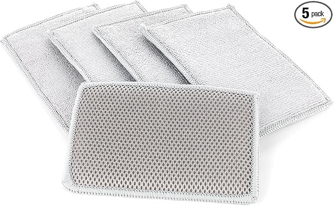 The Rag Company - Jersey Bug Scrubber Pads - Pearl Weave, Easily and Safely Trap Bug Splatter in Sponge, Safe on All Finishes, 4in x 6in, Ice Grey (5-Pack) by TheRagCompany