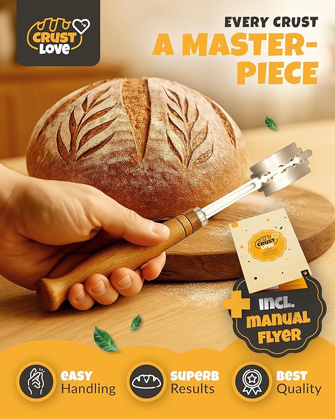 CRUSTLOVE 2pcs Set Bread Lame with 5 Blades – Sourdough Scoring Tool Set with Straight & Curved Scoring Knife for Sourdough and Bread Baking, Dough Scorer, Bread Scoring Tool, Bread Baking Supplies - Image 2