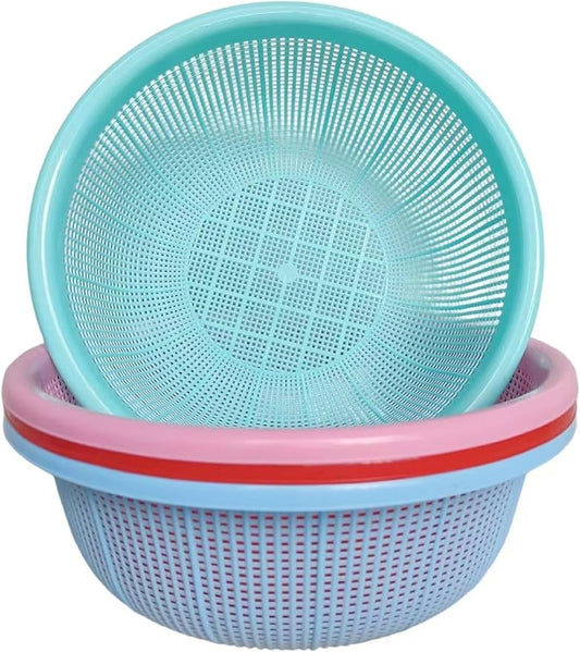 4 pcs Plastic Wash Basket Round Perforated Colander Wash Vegetables and Fruits Drain Cooked Pasta Kitchen Essentials Food Strainer Basket Strainer Kitchen Blue pink green red