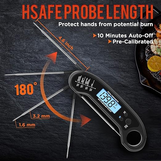 Meat Thermometer Digital, Instant Read Meat ThermometerI for Grill and Cooking, Waterproof Food Thermometer for Kitchen and Outside, BBQ, Turkey, Candy, Liquids, Beef - Image 3
