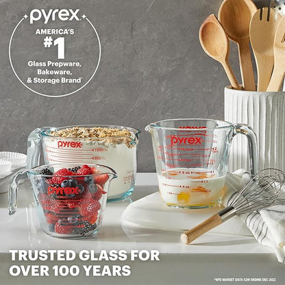 Pyrex Essentials (3-Pack) Glass Measuring Cups Set, (1, 2 & 4 Cup) Measuring Cups For Prepping, Baking and Cooking, Preheated Oven, Dishwasher, Freezer, and Microwave Safe - Image 5