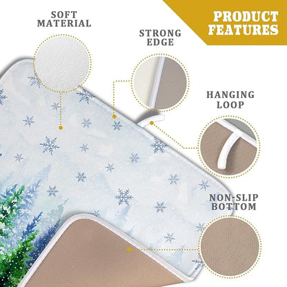 Winter Dish Drying Mat Forest Kitchen Mat for Counter for Home Season Decor 18 X 16 In - Image 4