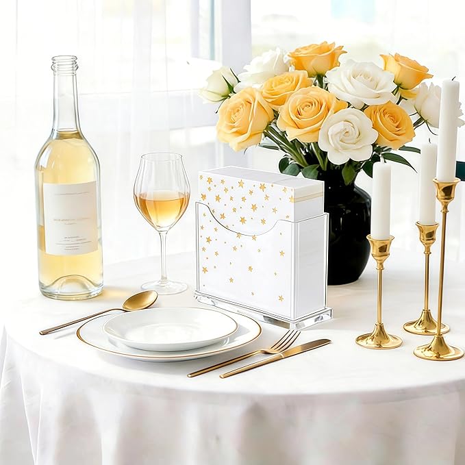 Cocktail Napkin Holder Table - for 5 x 5 Inches Napkin, Clear Upright Small Paper Napkins Holders for Party Kitchen Dinner Home Bar Decorative