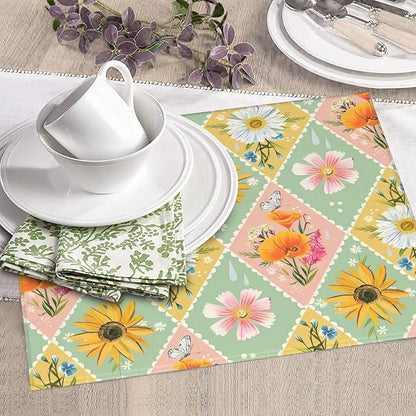 Daisy Flowers Dish Drying Mat 16x18 Inch, Microfiber Absorbent Fast Dry Mat Floral Large Dish Mat Drying Kitchen Mat, Kitchen Drying Pad for Kitchen Counter Coffee Bar Decor Gifts