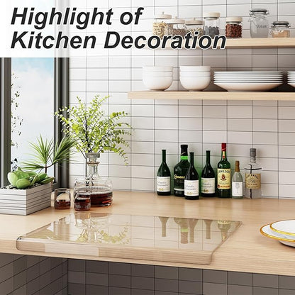 JJL Anti-Slip Acrylic Cutting Board with Counter Lip, 24 x 18 Inches, Clear, Perfect for Cutting Bread, Meat, and Vegetables, Ideal Choice for Kitchen Countertop Décor