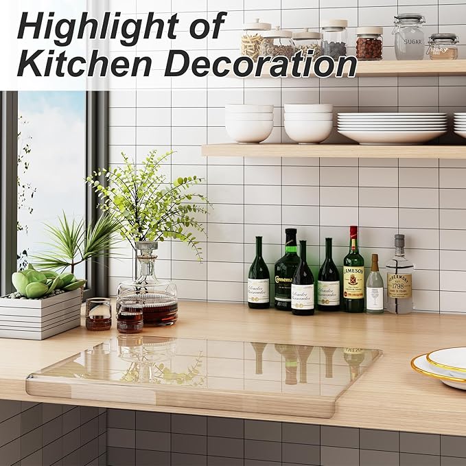 JJL Acrylic Cutting Board with Counter Lip, Anti-Slip, 16 x 12.5 Inches, Clear – Perfect for Cutting Bread, Meat, and Vegetables, Ideal Choice for Kitchen Countertop Décor