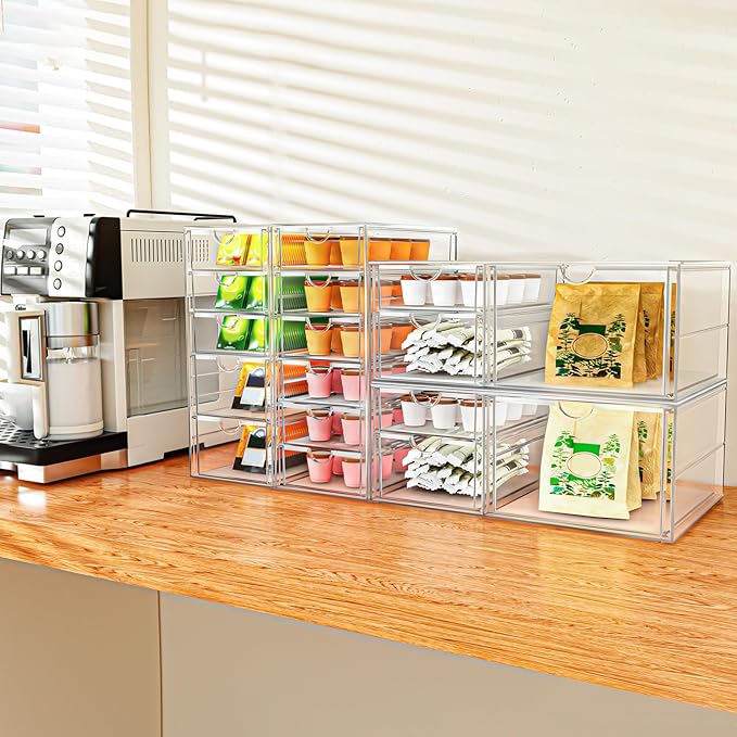 ARSTPEOE 30 Drawers, Acrylic Desk Makeup Organizer, Plastic Drawers Organizer, Stackable Storage Solution for Makeup, Dresser, Office, Bathroom Clear Plastic Craft and Bead Storage Cabinet - Image 7