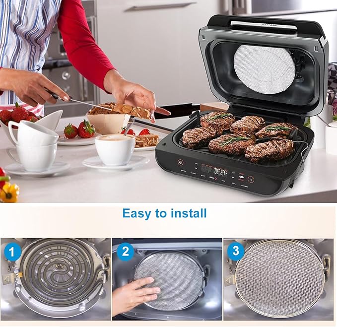 2-Pack Splatter Shield for Ninja Foodi FG551, 304 Stainless Steel Reusable Splash Guard, Oil Proof & Dishwasher Safe Air Fryer Grill Accessories