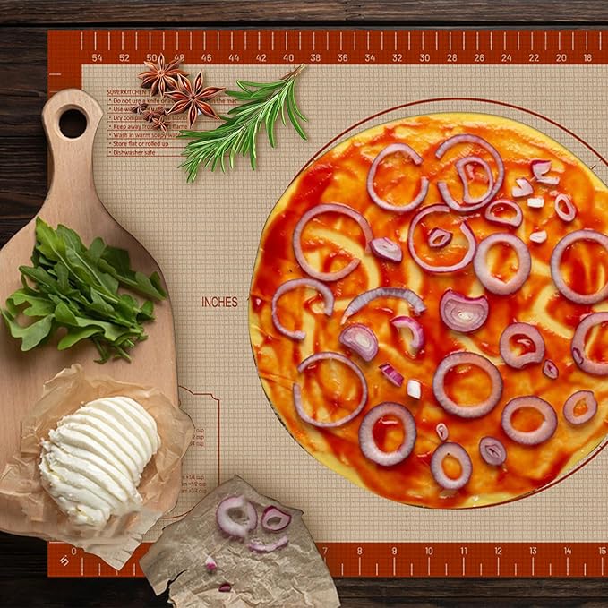 Pastry Mat, 0.7mm Extra Thick 28 x 20 Inches Large Non Stick Silicone Baking Pad, Pie Crust Rolling Supplies for Making Christmas Cookies Bread, Easy to Clean - Image 7
