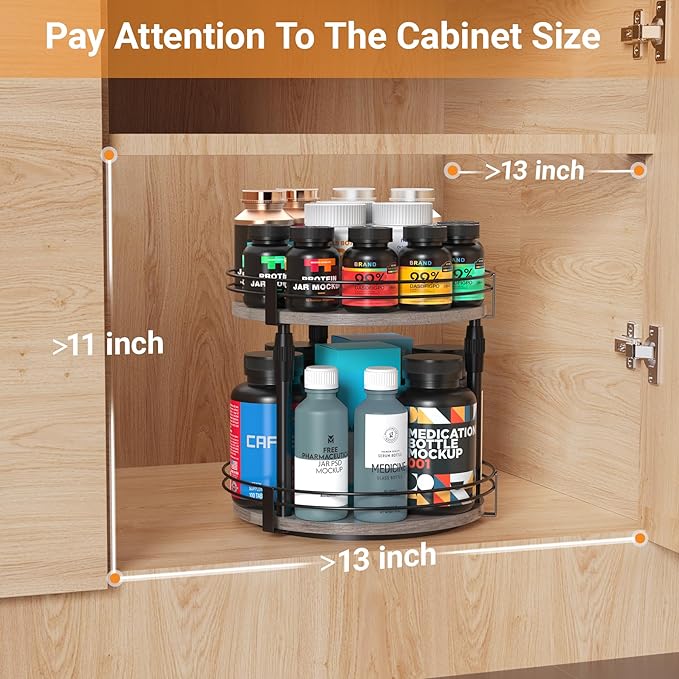 Across-Star Lazy-Susan-Organizer-Spice-Rack, Rotating Spice Organizer For Cabinet Pantry, Seasoning Holder Spice Shelf With Adjustable Height, Kitchen Counter Shelf Countertop Organizer - Image 6
