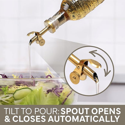 COOK WITH COLOR Glass Olive Oil Bottle Dispenser - 2 Pack- 17oz Oil and Vinegar Cruet - Olive Oil Carafe Decanter for Kitchen, Champagne Bubbles, Brown - Image 7