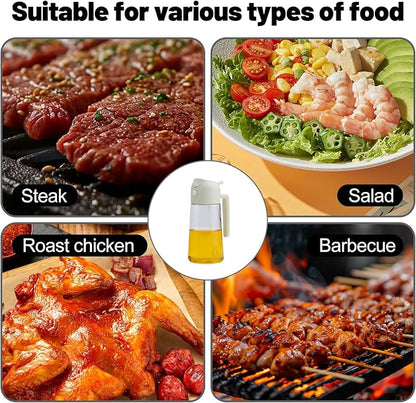 2 In 1 Oil Dispenser And Oil Sprayer, 16 Oz/470 Ml Oil Dispenser For Kitchen Spray, With Fine Mist Nozzle, Suitable For Cooking, Air Fryer, Salad, Grilling (white)
