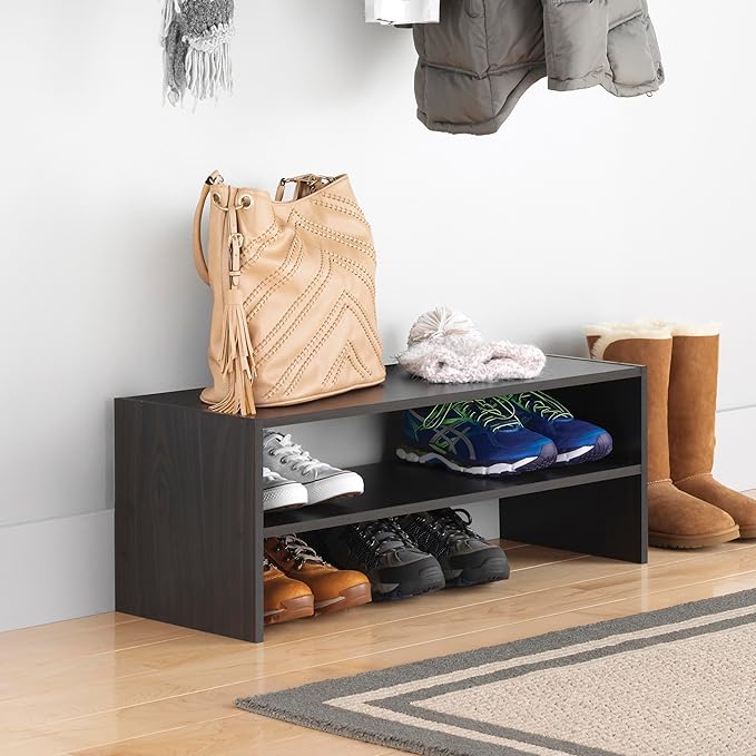 Whitmor Stackable 2-Tier Shoe Shelf, 31 inch, Espresso by Whitmor