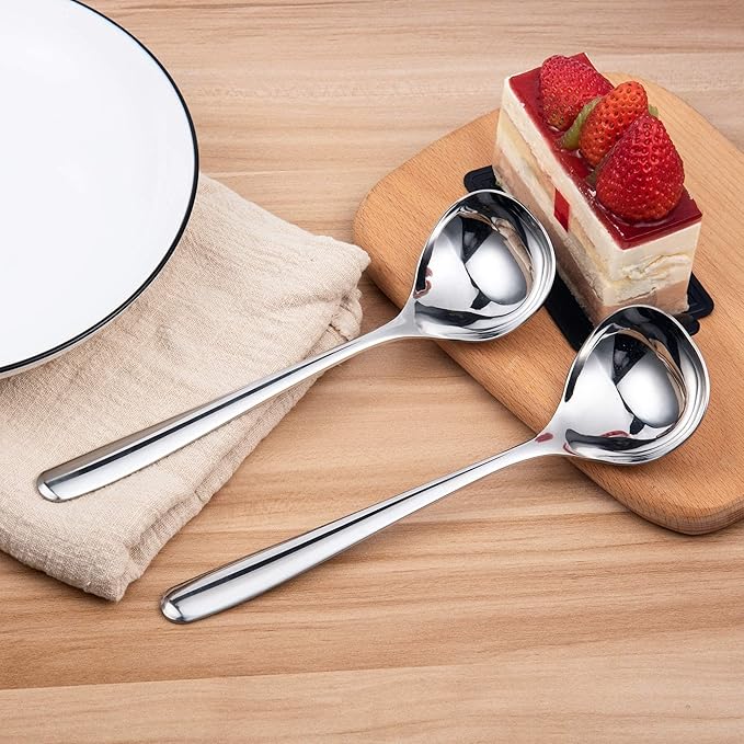 IMEEA 8-Inch Stainless Steel Sauce Ladle with Long Handle, Small Serving Ladle for Gravy, Dressing & Toppings, Set of 4 - Image 7