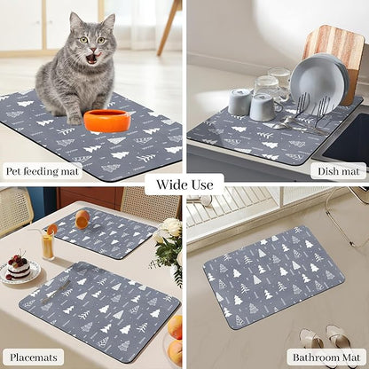 Bloss Christmas Dish Drying Mat, 16"x24" Absorbent Bar Mat with Waterproof Rubber Back, Fit Under Coffee Maker Machine/Kitchen Counter - Image 7