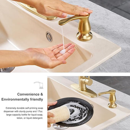 GAGALIFE Kitchen Sink Soap Dispenser Gold, Built in Soap Dispenser with 17 OZ Bottle, Refill from The Top, Liquid Dispenser for Kitchen Sink - Image 6