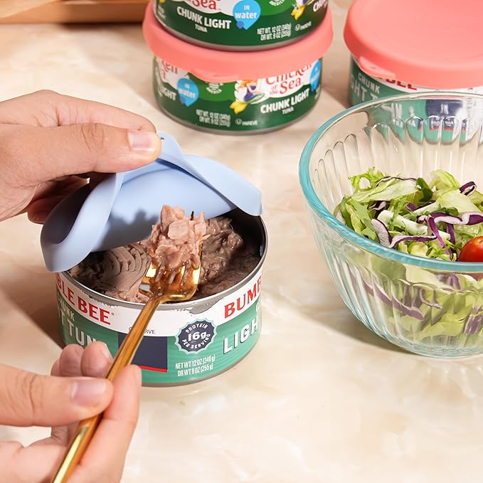 4 Packs 4-inch/9.5cm Silicone Can Lids for Bumble Bee | StarKist | Chicken of the Sea 12oz Tuna Can, Can Covers for 4.0-inch Canned Food, Food Storage Cover, Freezer&Dishwasher Safe (Can NOT Included)