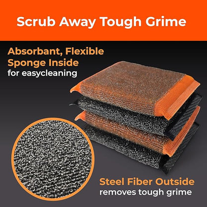 Heavy-Duty Steel Wool Scrubber Sponges 4 Pack – Stainless Steel Cleaning Pads for Dishes, Pots, Pans, Grills & Ovens – Durable Multi-Surface Kitchen Scrubbing Tools for Tough Grease & Burnt Food - Image 6