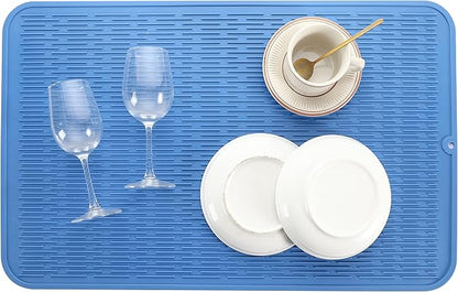 MicoYang Silicone Dish Drying Mat for Multiple Usage,Easy clean,Eco-friendly,Heat-resistant Silicone Mat for Kitchen Counter or Sink,Refrigerator or Drawer Liner Lichen BlueL 3XL 28 inches x 18 inches - Image 7