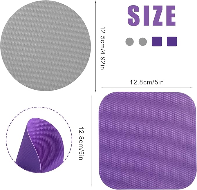 LUTER 4pcs Jar Opener, Rubber, Multi-function Silicone Bottle Opener for Seniors with Weak Hands Lid Cap Gripper Pads Kitchen Coasters Gadgets(Grey, Purple) - Image 2