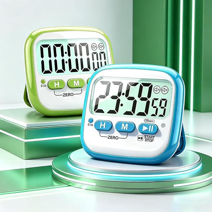 Antonki 2 Pack Classroom Timers for Kids Teachers, Magnetic Countdown Digital Kitchen Timer for Cooking, Study, Exercise, Games, Time Mangement - Loud/Silent Mode - Battery Included - Image 2
