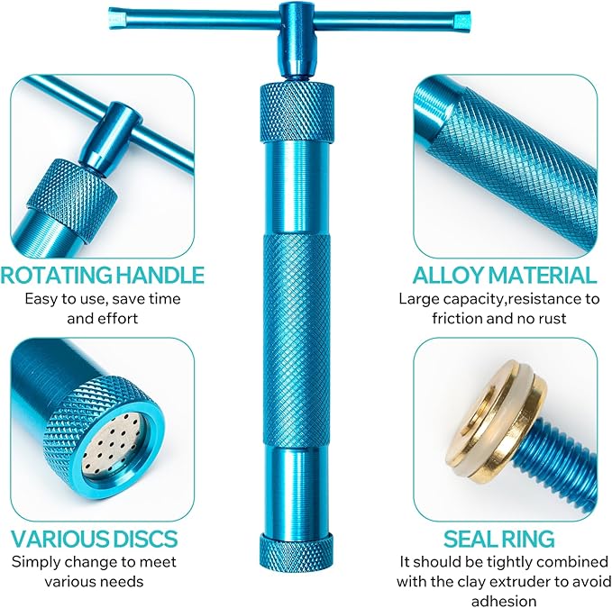 Polymer Clay tools, Clay Extruder, Sugar Paste Extruder, Cake Fondant Tool Set for Decorating, Ceramics & Pottery Clay Extruders Mixers & Presses (Blue)