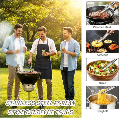 6 Pack Small Kitchen Tongs Set - 7.5 Inch Stainless Steel Tongs with Non-Slip Tips, Multi-Purpose Cooking Tong for BBQ, Baking, Salad Serving, Food Handling - Easy Grip, Dishwasher Safe