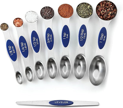 Spring Chef Stainless Steel Magnetic Measuring Spoons Set of 8 with Leveler, Heavy Duty Teaspoon & Tablespoon Measuring Spoons With Strong N45 Magnets, Kitchen Gadgets for Baking & Cooking - Sapphire - Image 9