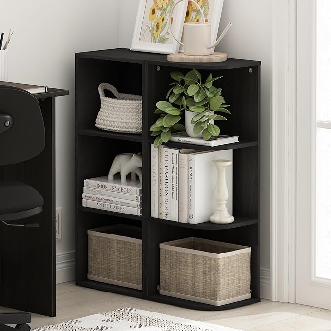 Furinno PASIR Book Shelf, 3-Tier Corner Bookshelf with Open Shelf, Standing Bookcase, 9.3 x 12 x 31.5 for Organization and Storage, for Living Room, Bedroom, Home Office, Blackwood - Image 2