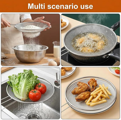 7.5 in Grease Splatter Guard Stainless Steel Splatter Guard for Frying Pan Oil Splatter-Screen with Comfortable Grip Handle and Ultra Fine Mesh (Diameter 19 cm,Handle 14.3cm) - Image 7