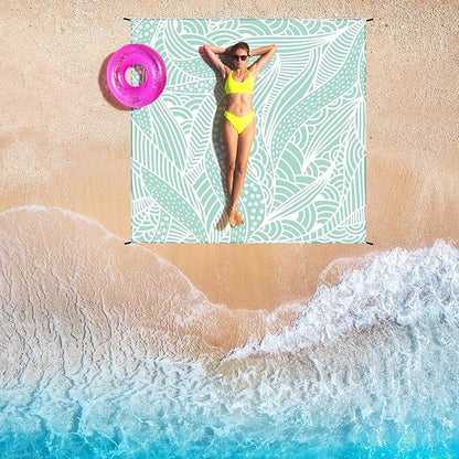 WIWIGO Beach Blanket Waterproof Sandproof Beach Mat 79" X 83"/10'x9'for 2-8 Adults Quick Drying Outdoor Picnic Mat Beach Accessories for Travel, Camping, Hiking - Image 6