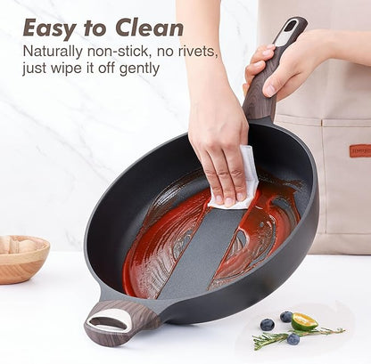 SENSARTE Nonstick Frying Pan Skillet with Lid, 13.3 Inch Large Deep Frying Pan, 6 Qt Non Stick Saute Pan with Cover, Induction Pan, Healthy Non Toxic Cooking Pan with Helper Handle, PFOA PFOS Free - Image 3