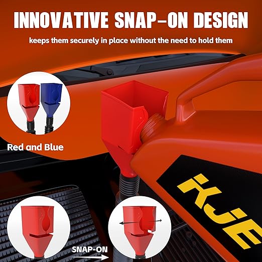 KJE 19 Pcs Automotive Funnel Set, Spout Replacements, Plastic Wide Mouth Transmission Funnels, Flexible Oil Funnel Kit for Automotive Use - Image 7